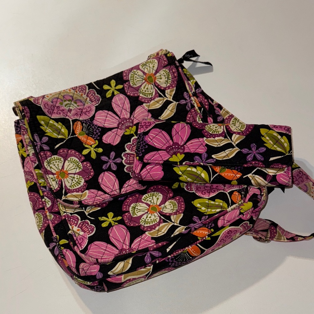 Vera Bradley Midnight Black Floral Bag and Matching Wallet!